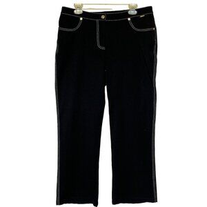 St John Sport Black White Stitches Stretch Jeans Pants